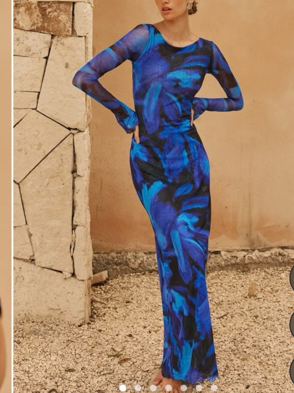 RESA Sylvia Long Sleeve Cut Out Maxi Dress
